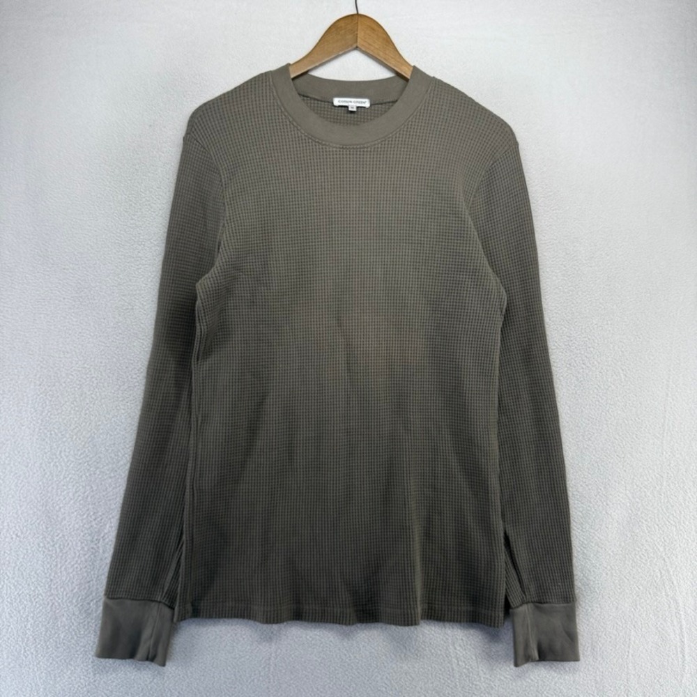 Cotton Citizen Shirt Mens Medium Gray Waffle Thermal Blank Made In USA Crewneck